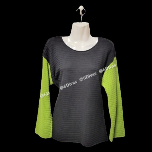 Black Green Cotton Top Lime Green Top With Sleeves Size S, M L,-  NWT - Picture 7 of 12